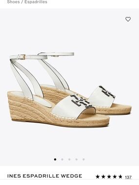 NIB Tory Burch | Ines  Espadrille Wedge Sandal | Gardenia | Size 9